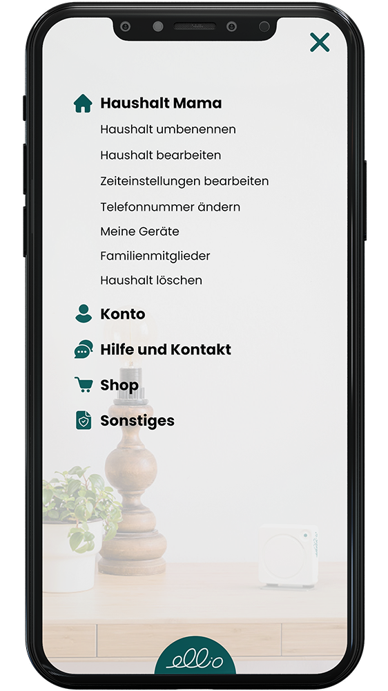 Hausnotruf App Menü